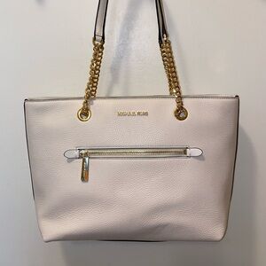 Michael Kors Jet Set Front Zip Chain Tote Bag Light Cream 35F2GTTT2L